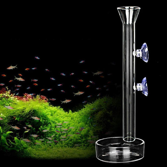 Aquarium Shrimp Feeding Tube and Dish, Clear Crystal Glass Shrimp Feeder Tube Tray for Fish, Clear Glass Aquarium Tube, Fish Tank Waterfall Pipe for Freshwater and Marine Aquarium (8 in)
