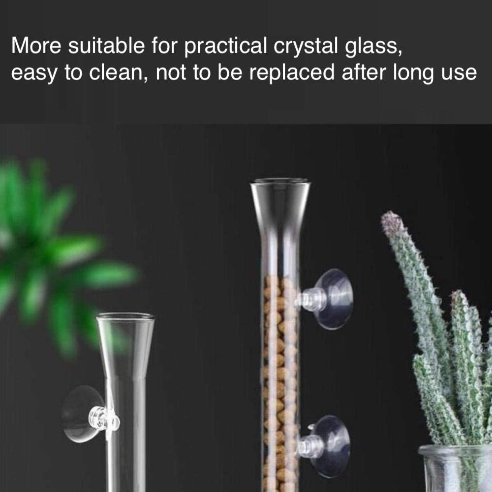 Aquarium Shrimp Feeding Tube and Dish, Clear Crystal Glass Shrimp Feeder Tube Tray for Fish, Clear Glass Aquarium Tube, Fish Tank Waterfall Pipe for Freshwater and Marine Aquarium (8 in)